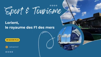 Voiliers de course au large amarrés à Lorient La Base, pôle mondial de la voile de compétition.