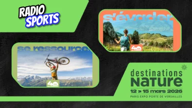 Plateau Radio Sports au salon Destination Nature 2026 à Paris Expo Porte de Versailles, dédié aux sports outdoor, à la randonnée, au vélo, au trail et au tourisme nature.