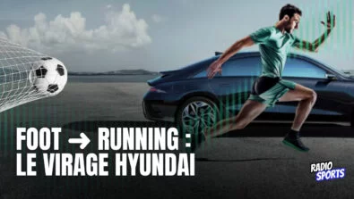 Runner et voiture électrique illustrant le virage de Hyundai du football vers le running
