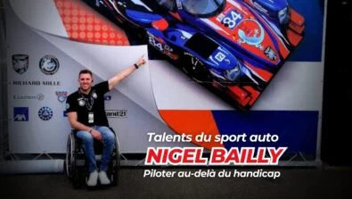Talents du sport auto Radio Sports avec Nigel Bailly, pilote automobile belge, invité au Salon des Sports et Parasports