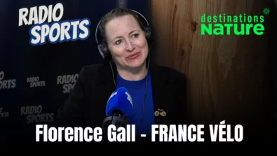 Florence Gall présnete les actions de la filière FRANCE VÉLO sur le plateau Radio Sports au salon Destinations Nature