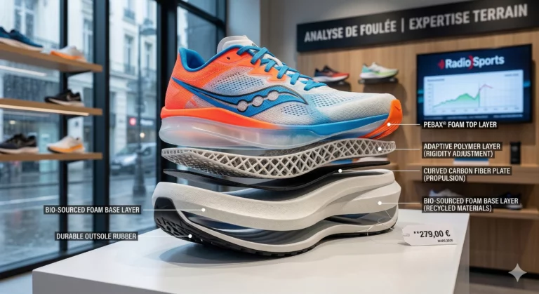 Analyse technique semelle chaussures running 2026 plaque carbone Pebax - Radio Sports