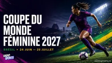 Joueuse de football dans un stade au Brésil pour la Coupe du monde féminine 2027