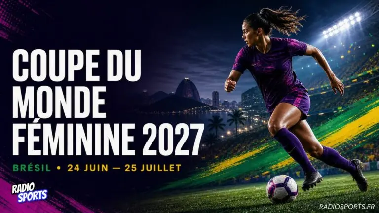 Joueuse de football dans un stade au Brésil pour la Coupe du monde féminine 2027