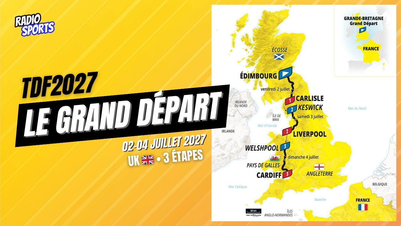 Visuel Radio Sports du Grand Départ du Tour de France 2027 en Grande-Bretagne