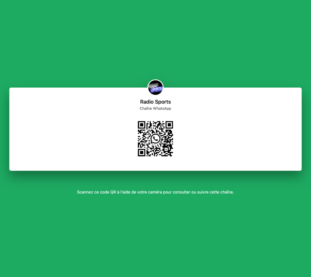 QR code pour suivre la chaîne WhatsApp Radio Sports