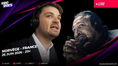 affiche pour le match Norvege-France le 26 juin à 21h avec les commentaires de Thomas Palmier, et Eric Rabesandratana, en direct et en public.
